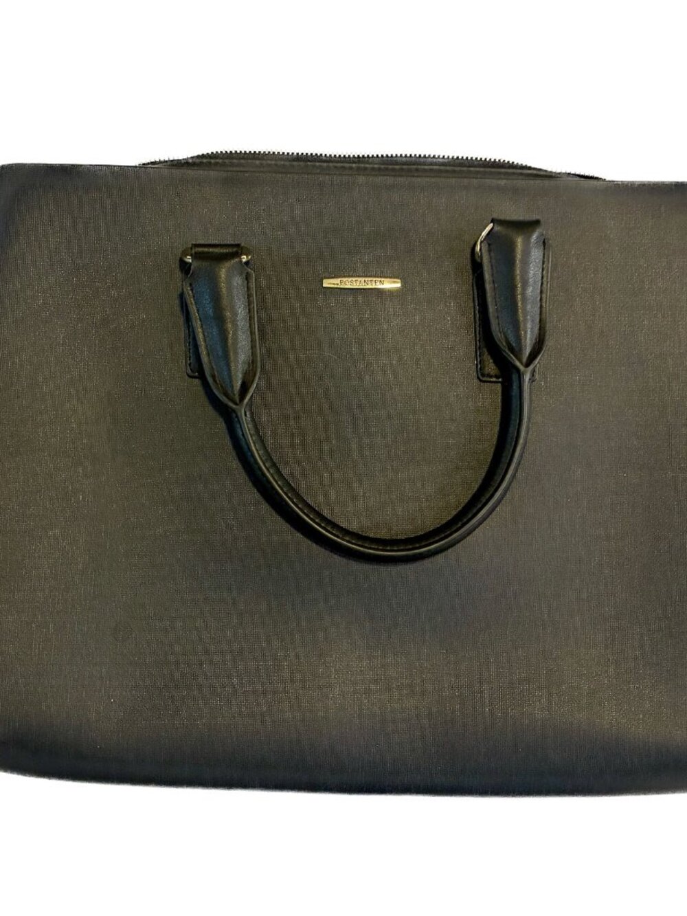 BOSTANTEN NWT Black Textured Leather Laptop Briefcase Work Tote Slim Satchel